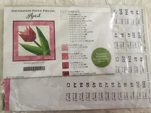 Shabby Stoffe Foundation Paper Piecing Tulpe KIT gebraucht - Bild 1 von 1