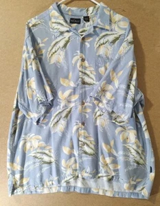 Men's Hawaiian Shirt by Macaw Trading Co. Blue & Yellow Tropical Print Size XL - Picture 1 of 8
