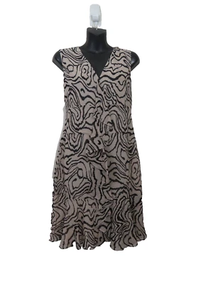 Derek Lam 10 Crosby Size 2 Printed Silk Dress V Neck Brown NEW - Image 1 of 4