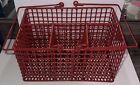 Vintage Red Rubberized Metal Wire Basket W Handles Multi Compartment 9x6.25x4.25