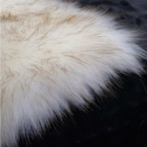 Faux Fox Fur Fabric Sheet White Plush Dyed Tip Artificial Clothing Sewing Craft - Picture 1 of 5