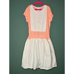 Crewcuts Girls 14 100% Cotton Two-Tone Color Block Belted Waist Tie A-Line Dress - Picture 1 of 6