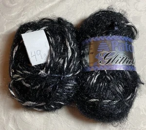 Patons Glittallic "Black Tinsel" Lot of 2 Color 66040 - Picture 1 of 4