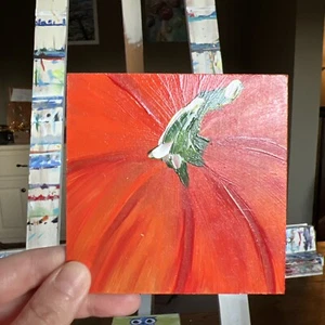 Calabaza, caída, cosecha, original, pintura en miniatura, pequeña, mini, - Imagen 1 de 9