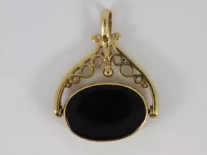 Pocket Watch Albert Chain Agate Fob 9ct Gold 375 5.3g Eo31 - Picture 1 of 3
