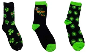 CALCETINES CREW de San Patricio Novedad Lucky Irish Arco Iris Corazón Tréboles Negros-ELIGE - Imagen 1 de 14