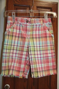 Gymboree JUNGLE GEM Size 8 EUC Plaid frayed Bermuda shorts - Picture 1 of 3