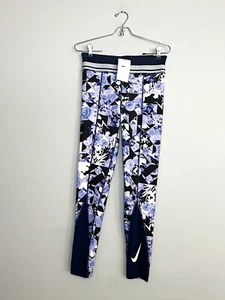 Nike NEW Girls One Fitness Floral Print High Rise Leggings Purple Black Sz XL - Picture 1 of 8