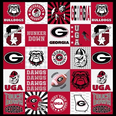 Officially Licensed  University of Georgia Bulldogs Minky T-Shirt Panel - Image 1 of 2