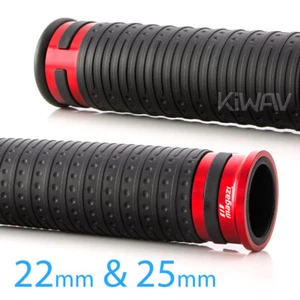 Cyber style grips black TPR +red aluminum trim 22mm x1 +25mm x1 fits bobber - Picture 1 of 6