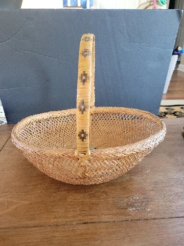 Antique Handmade Woven Wicker Rattan Bamboo Half Round Basket Cover