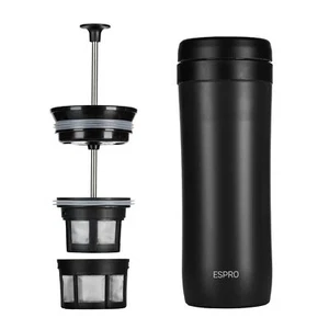 Portable Stainless Steel French Press Coffee Maker 12 oz Insulated Travel Design - Picture 1 of 6