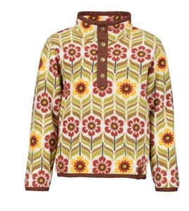 OBERMEYER Boulder Fleece 1/4 Snap Jacket Girls M Floral Snow Ski Soft Outdoor - Picture 1 of 8