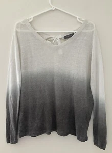 UK Size 8 MINT VELVET Ivory Grey Ombré Drape Back Linen Blend Tunic - Picture 1 of 12