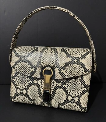 Super Elegant Vintage I. Miller Faux Snakeskin Handbag 1970s With Extras - Image 1 of 4