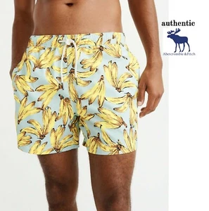 Traje de baño Abercrombie & Fitch para hombre azul claro patrón plátano, entrepierna de 5", nuevo con etiquetas - Imagen 1 de 12