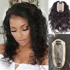 Wavy Curly 100% Remy Human Hair Clip in Mono Base Topper Hairpiece For Loss Hair