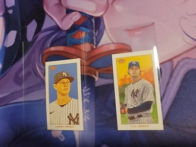 Lot 2 2020 Topps 206 Online Mini NY Yankees Card Gerrit Cole DJ LeMahieu SP RARE - Image 1 of 4