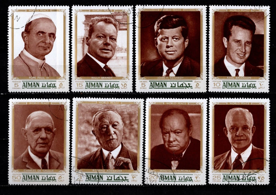 MI 1014-21 CTO 1970 ЧЕРЧИЛЛЬ КЕННЕДИ МИР ВО ВСЕМ МИРЕ - Изображение 1 из 1