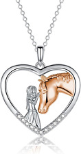 GULICX Horse Gifts for Girls Women, Girl with Horse Necklace Heart Pendant Jewel