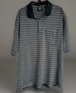 Polo de golf IZOD para hombre algodón fresco FX manga corta a rayas azul marino con blanco talla grande - Imagen 1 de 16