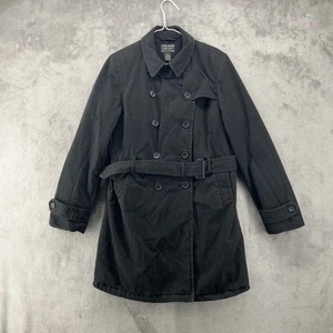 Lucky Brand Jacket Trench Coat Womens XL Black Pockets Belt Western Equestrian ￼ - Picture 1 of 13