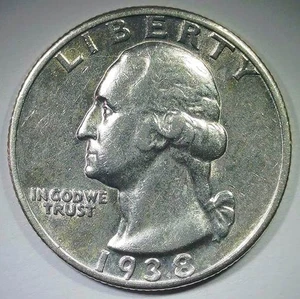 Cuarto de dólar Washington 1938-S, circulado en plata (A302) - Imagen 1 de 2