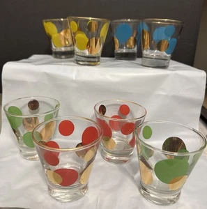 Set of 8 MCM Russell Wright Low Ball Tumbler/Shot Glasses Yellow Blue Red Green - Picture 1 of 19