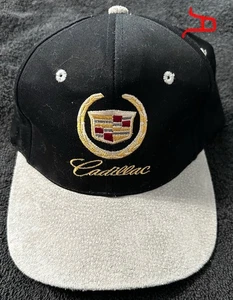 Brand New Black Cadillac Hat With Back Leather Adjustable Band (Gray Suede Brim) - Picture 1 of 2
