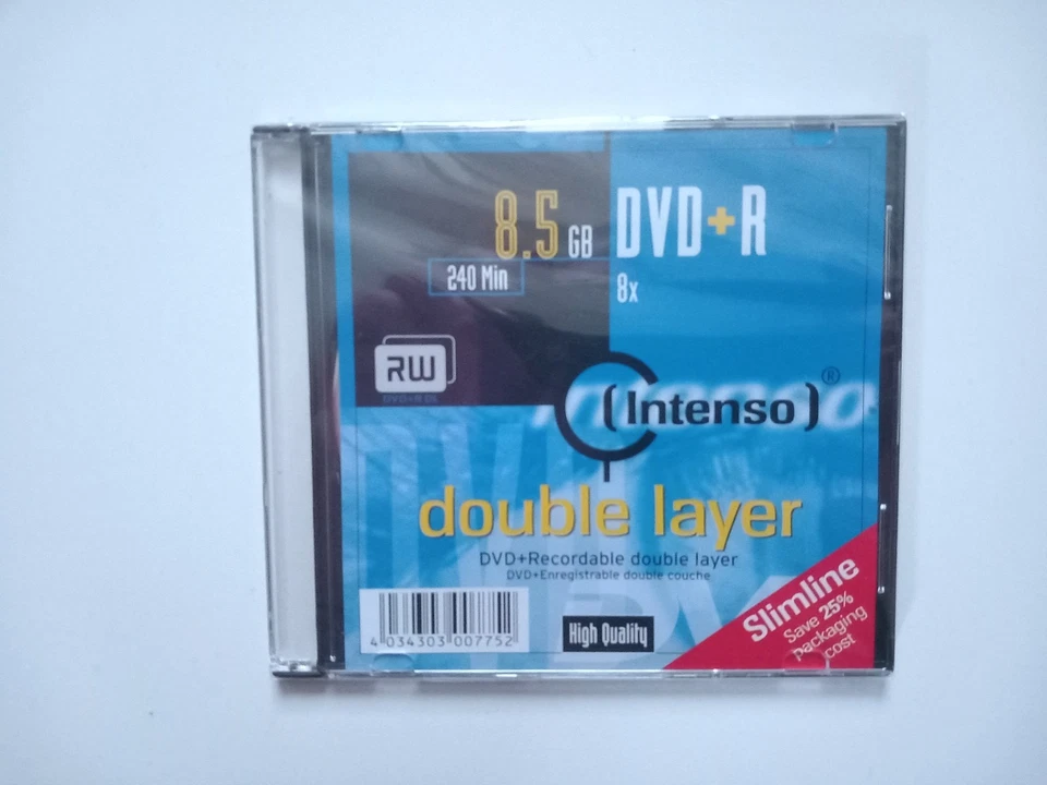 1 x INTENSO DVD+R * 8.5 GB * 240Min. * double layer Rohling * Slimline * NEU&OVP - Bild 1 von 1