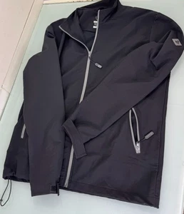 Swannies Golf Performance Jacket Mens Large L Full Zip Logo Zip Pockets Black - Picture 1 of 9