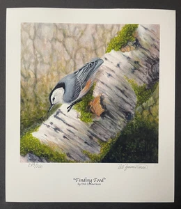 Art Signed, Wisconsin Artist, Limited Edition, Wolf, Birds, Deb Zimmerman, White - Picture 1 of 5