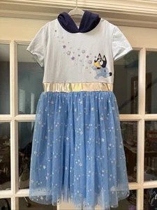 Gorgeous Bluey Skater Dress Size M (8) Hoodie With Ears - Picture 1 of 3