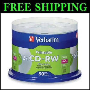 Rewritable CD-RW 700MB with Full-Color Printable Surface - 2X-4X Speed, 50 Discs - Picture 1 of 10