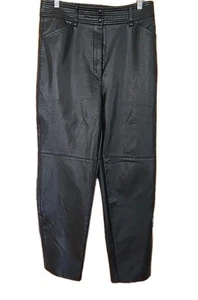 Wilfred Aritzia Pantalone Donna Nero Pantaloni Pelle Alzata Chiusura Bottoni 12 - Foto 1 di 8