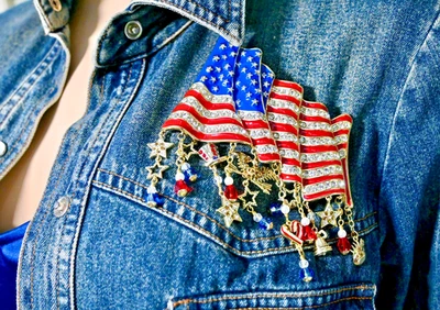 Nuevo $200 HEIDI DAUS Patriótico TRANSMISIÓN GALANTE Esmalte Cristal Bandera Dije Prendedor Foto 1 de 4