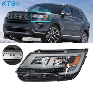 [Halogen] Left For Ford Explorer 2016-2018 Headlight W/LED DRL Chrome Housing - Picture 1 of 18