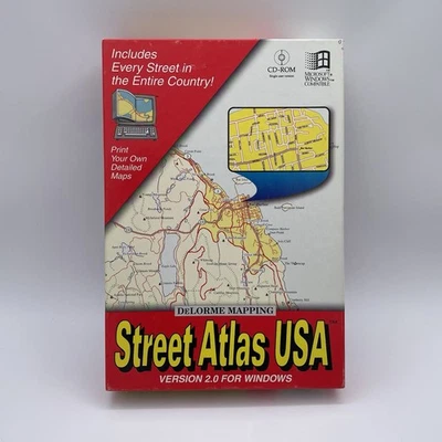 DeLorme Mapping Street Atlas USA, V2.0 for Windows CD-ROM with Manual PC Big Box - Image 1 of 4