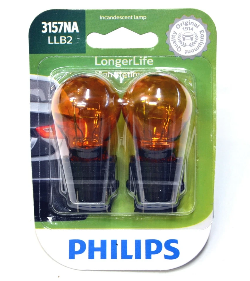 Philips LongerLife 3157NA 27/7W Dos Bombillas Señal de Giro Frontal Aparcamiento Reemplazo Lámpara Foto 1 de 4
