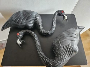 Don Featherstone Black Zombie Flamingo Halloween Blow Mold Pair No Metal Legs - Picture 1 of 4