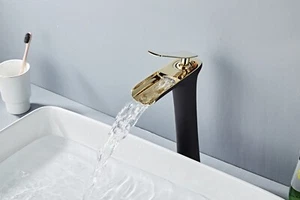 Grifo de lavabo de baño dorado cepillado con una sola manija grifo de tocador de un orificio - Imagen 1 de 9