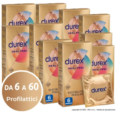 Profilattici Sottili Anallergici DUREX REAL FEEL Preservativi Senza Lattice - Immagine 1 di 4