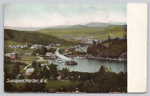Postal trasera indivisa de Sunapee Harbor New Hampshire barcos de vapor vista panorámica - Imagen 1 de 2