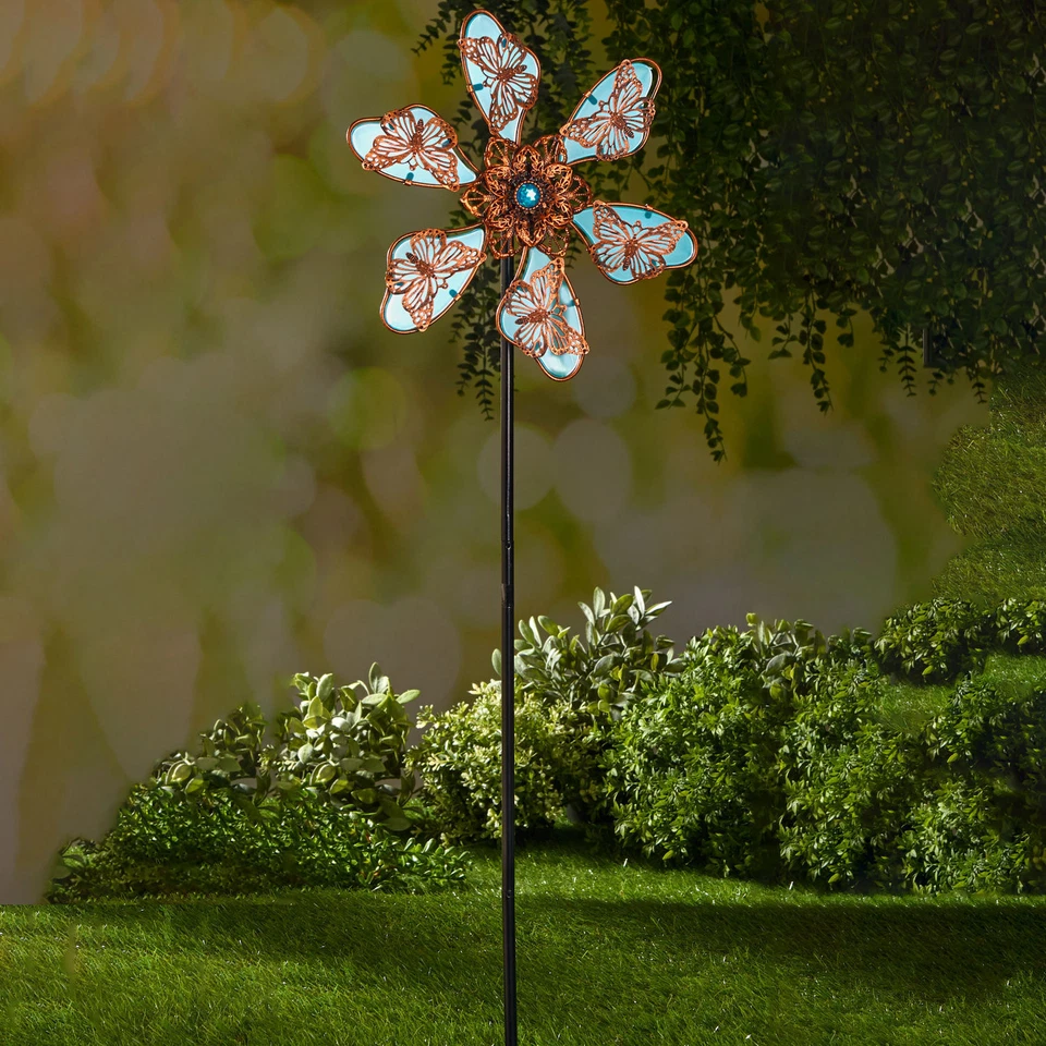 Windblume phosphoreszierend - 80 cm - Gartenstecker Wind Rad Mühle Schmetterling - Bild 1 von 1