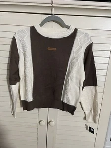 Women White/Brown Sweater-A04 - Picture 1 of 4