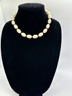 Miriam Haskell Cream W/Grays Oval Bead Adjustable Choker Necklace 14-16 Inches