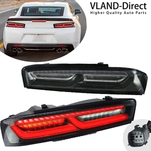 Pair LED Smoked Tail Lights For Chevy Camaro 2016-2018 w/Red Sequential US model - Picture 1 of 11