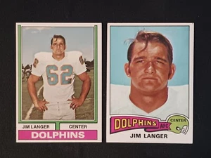 1974 y 1975 TOPPS JIM LANGER. Delfines de Miami de la corte - Imagen 1 de 3