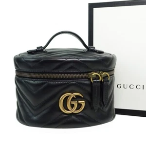 Bolso de tocador de cuero GUCCI GG Marmont bolsa de maquillaje negro sin usar G2622 - Imagen 1 de 10