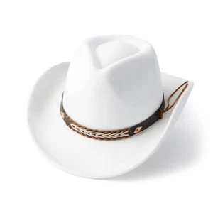 Western Cowboy Hat Retro Jazz Hat Wide Brim Wild West Cap Cowgirl Mens Womens - Picture 1 of 17